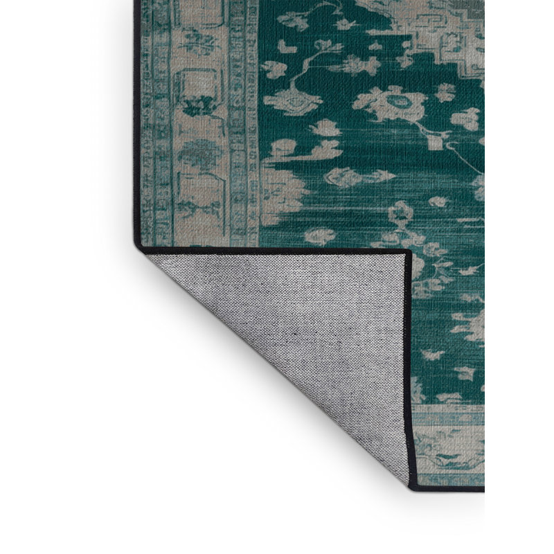 Machine Washable Overdyed Gray Area Rug, Round 8'