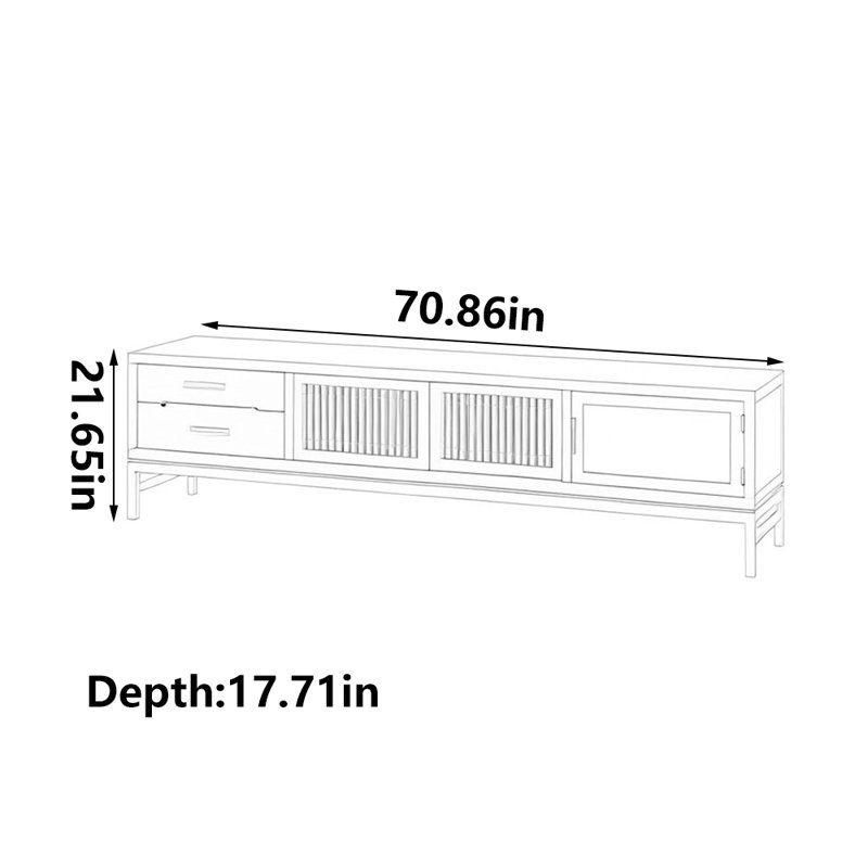 Meuble télé de style grille, H 21,65 po x l 70,86 po x P 17,71 po