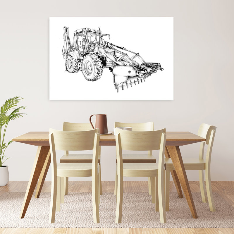 «Powerful Backhoe Illustration», impression murale industrielle, H 32 po x l 48 po