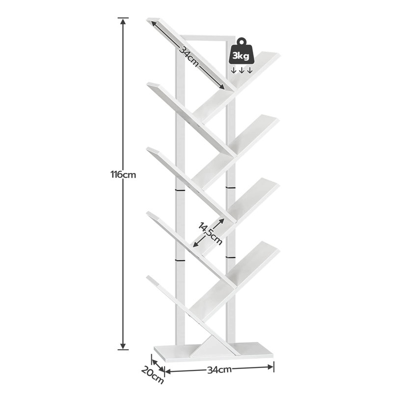 116Cm H x 34Cm W Geometric Bookcase, White