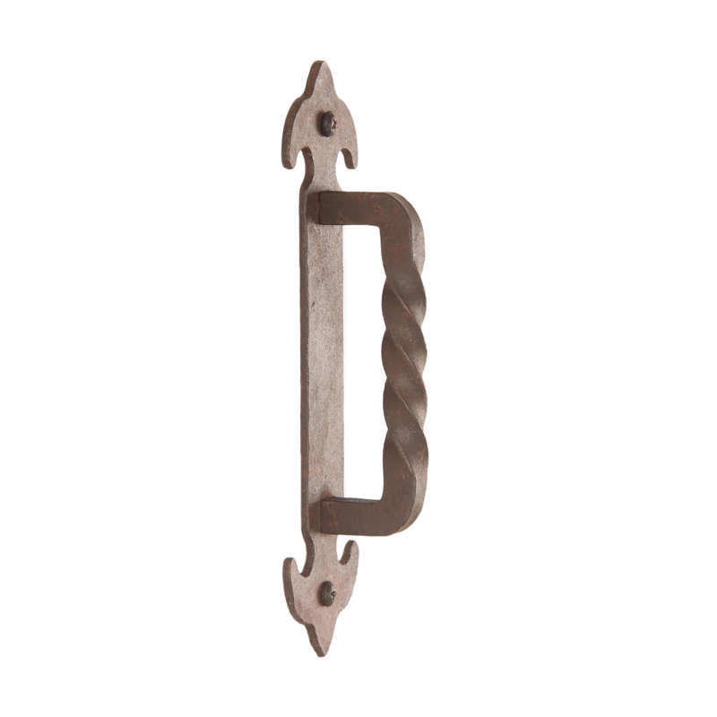 8" Black Hammered & Twisted Wrought Iron Door Handle