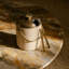 Beige Leather Ice Bucket With Brass