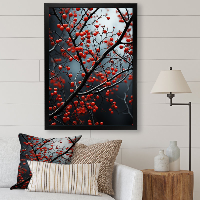 «Red Forest Natures Monicol I», impression d'art mural forêt, H 44 po x l 34 po x P 1,5 po, Cadre photo noir