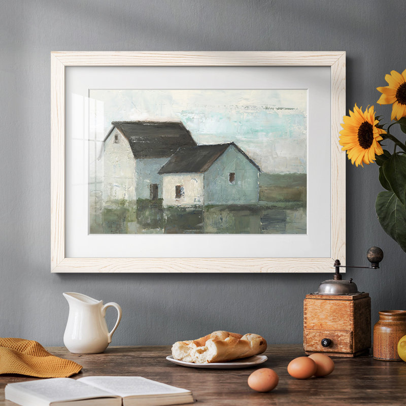 Grange au coucher du soleil II, H 26 po x l 38 po x P 1,5 po, Blanc