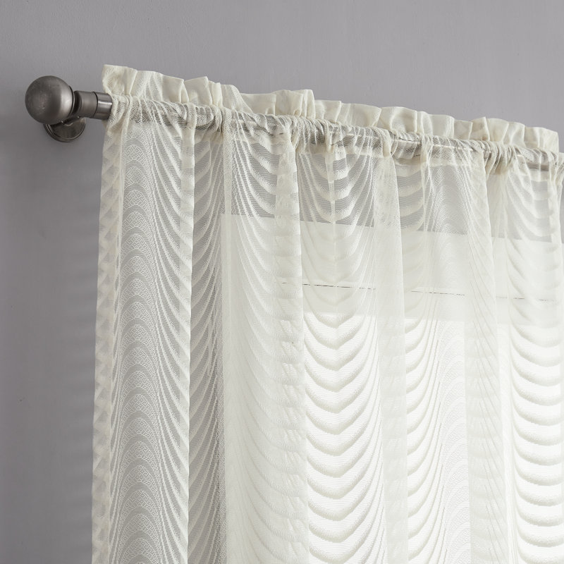 Ensemble de rideaux semi-transparents Wave Lace, Ivoire ivoire, L 54 po x L 63 po