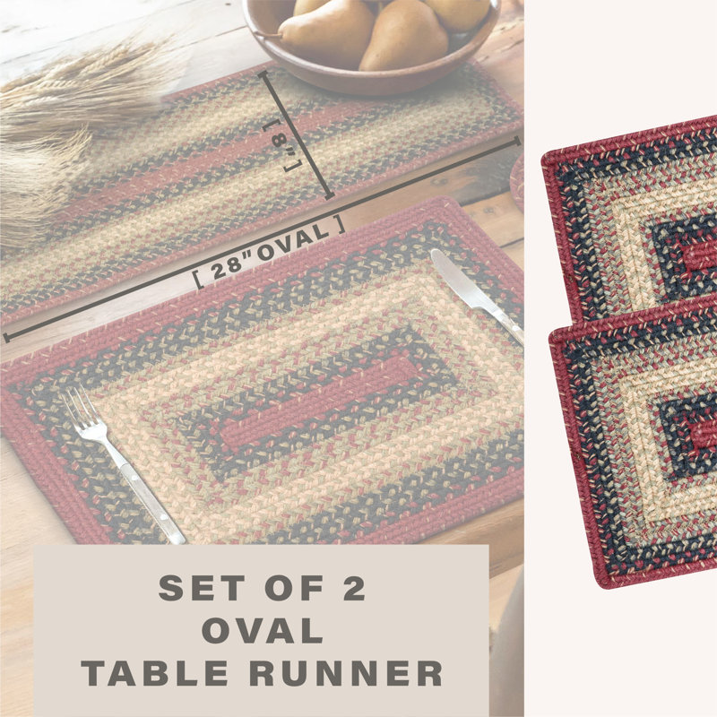 Chemin de table d'intérieur en jute de qualité supérieure - ensemble de 2, taille 8 po x 28 po, Highland