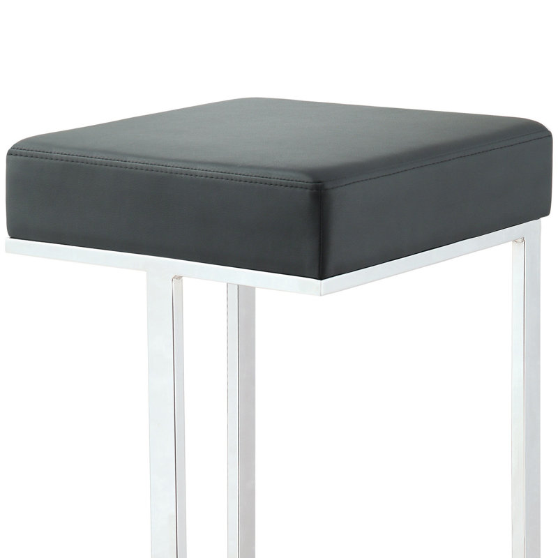 Tabouret carré rembourré Ehrlich, Noir, Tabouret de comptoir (assise de 25 po de hauteur)