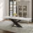 63''-94'' Expandable Dining Table for 4-8, White Sintered Stone Kitchen Table with Black Stainless Steel Base