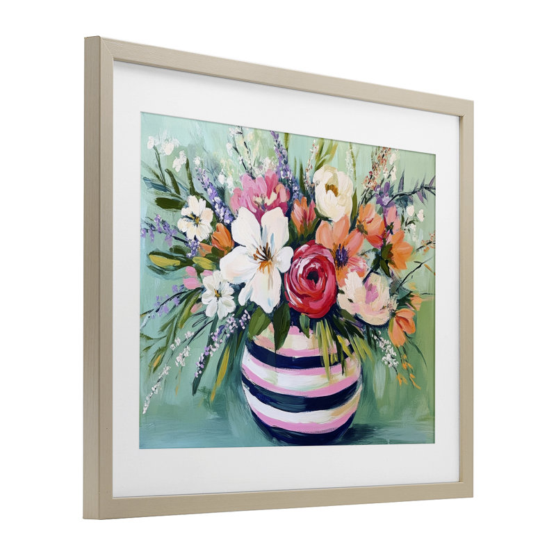 «Chic Vase Abstract Bouquet», reproduction encadrée sous verre, design par Petal Prints Design, H 17 po x l 21 po