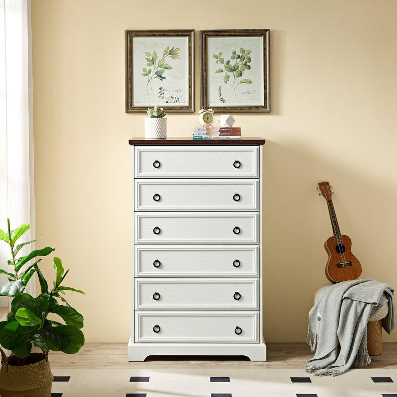 Modern 6 Drawer Dresser, Dressers For Bedroom, Tall Chest Of Drawers Closet Organizers & Storage Clothes - Easy Pull Handle, Textured Borders Living Room, Hallway,L 29.53''*W15.75''*H48.03''