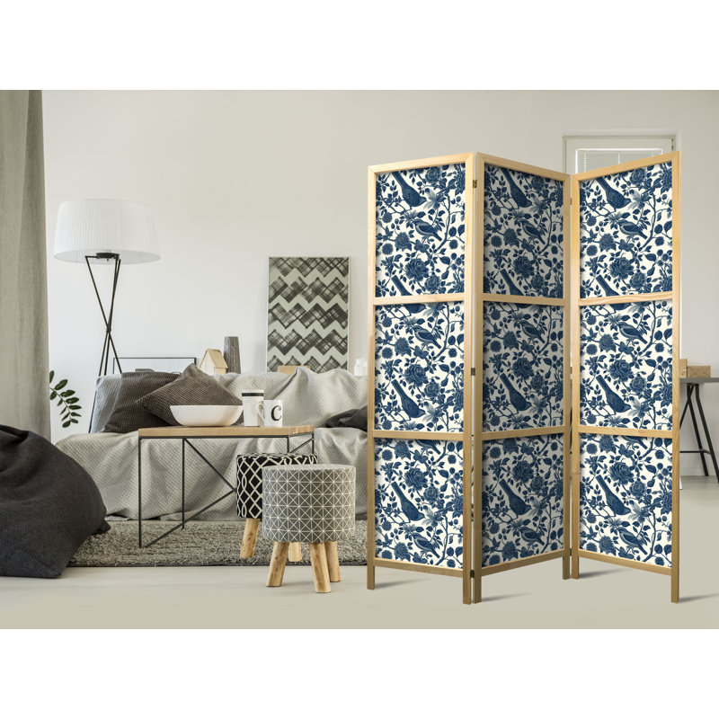 171cm H Solid Wood Folding Room Divider, 171cm H x 135cm W x 1.2cm D, 3
