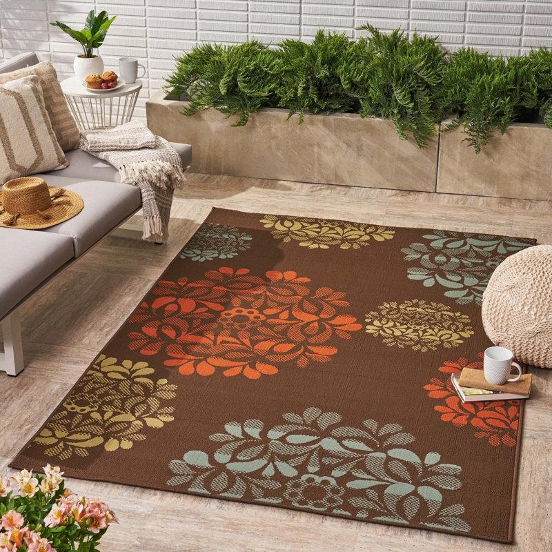 Brown Rectangle Polypropylene 5'3" X 7'6" Rug