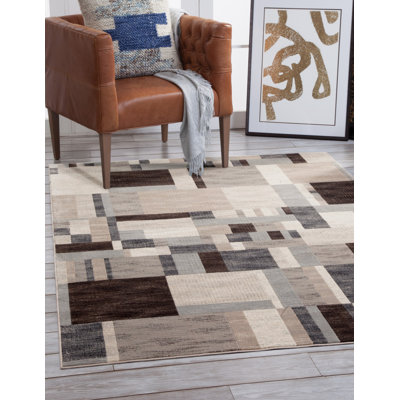 Tapis gris anthracite / ivoire / gris