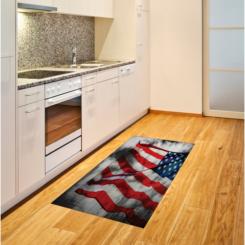American Flag High Density Long Fiber Poly Threads Decorative Area Rug Carpet, Rectangle 2'7" x 5'