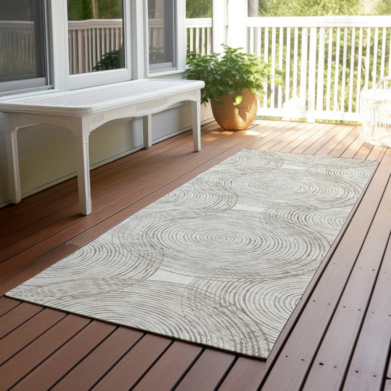 Machine Washable Indoor/Outdoor Chantille ACN2534 Geometric Rug, Runner 2'3" x 7'6", Ivory