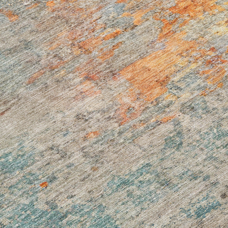 Machine Washable Indoor/Outdoor Christain ACN1298 Teal Rug, Runner 2'3" x 7'6"
