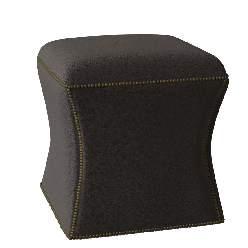 Roscoe 20" Cocktail Ottoman, Brass, Light Grey Leather 202-010