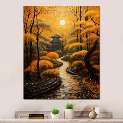 «Golden Japon Zen Garden Moonlight» sur métal