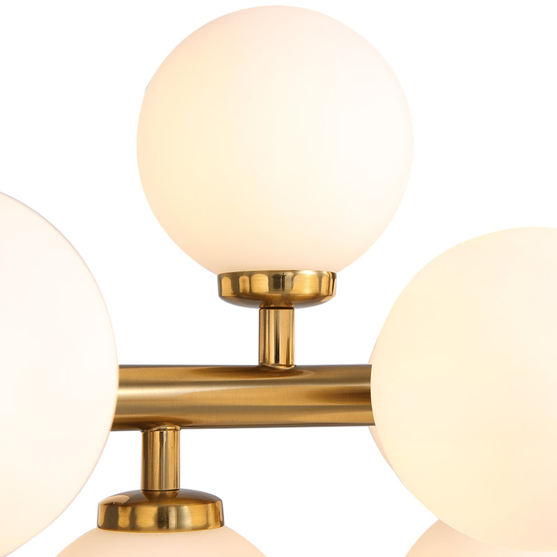 Jewellia 16-Light Metal Sputnik Chandelier with Glass Shades and Adjustable Height , Gold
