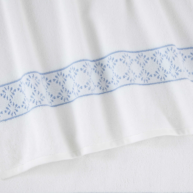 White Supima Cotton Geometric Jacquard Bath Towel Set