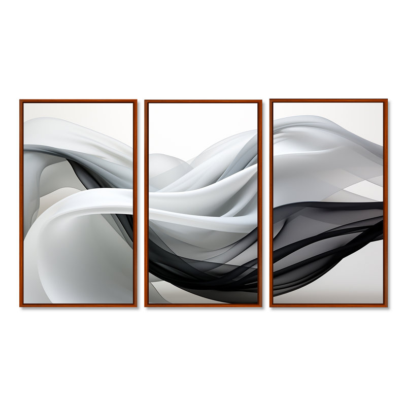 Ensemble d'art mural liquide, H 28 po x l 36 po x P 1 po, Cadre flottant brun