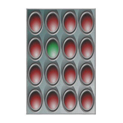 Tapis géométrique rouge / vert / gris