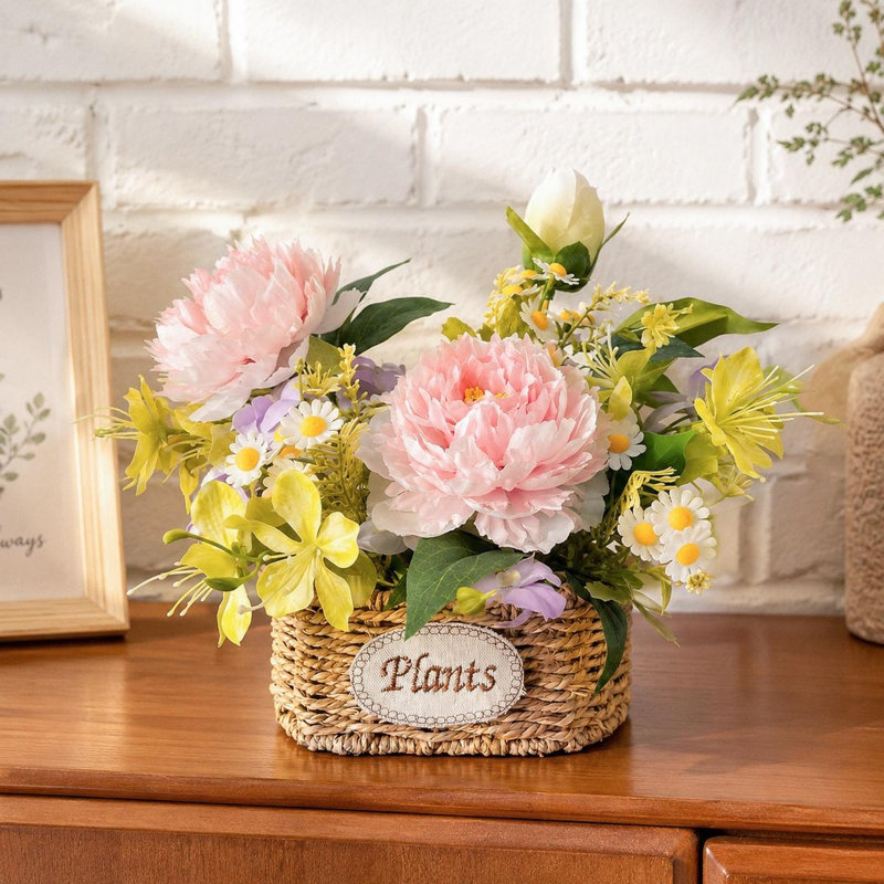 Arrangement floral rustique artificiel, Rose profond