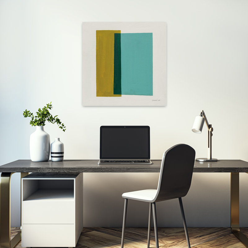 Fusion contemporaine avec art abstrait turquoise, H 18 po x l 18 po