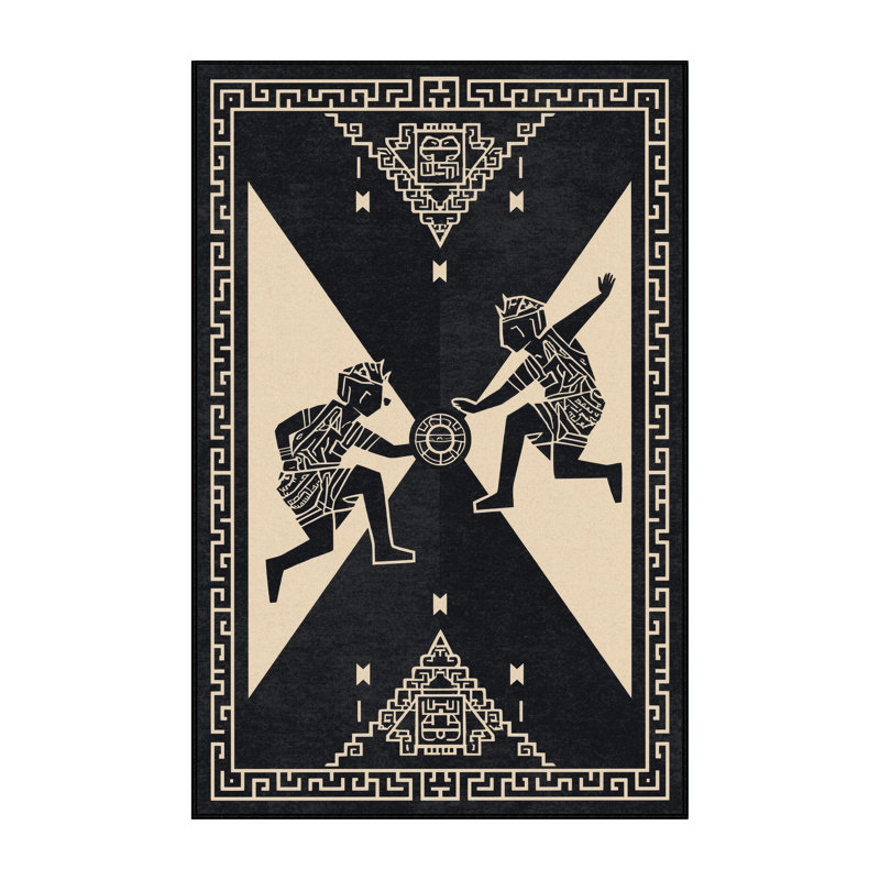 Tapis noir d'inspiration mondiale lavable à la machine Zack, 6 x 9