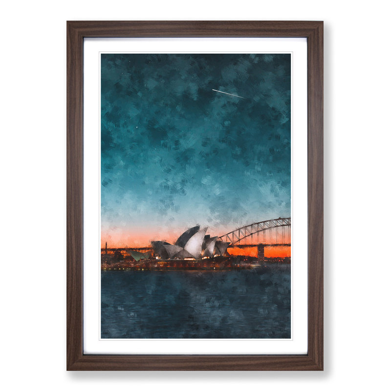 Sydney Opera House in Australia Abstract - Picture Frame Graphic Art Print, Walnut Framed, 45cm H x 33cm W x 2cm D