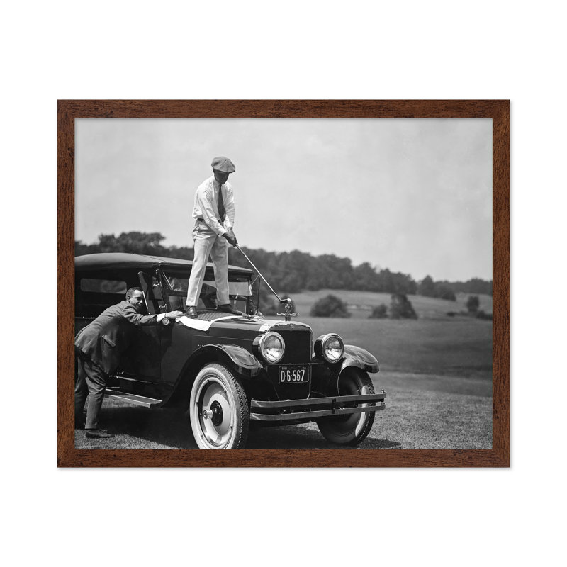 Golf sur une voiture antique, Sans cadre, Canevas, H 08 po x l 10 po