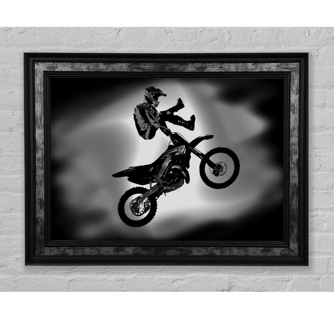 Free Style Motorcross B N W - Einzelner Bilderrahmen Kunstdrucke