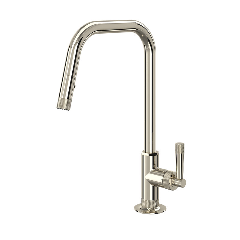 Graceline Pull-Down Kitchen Faucet With U-Spout, Polished Nickel