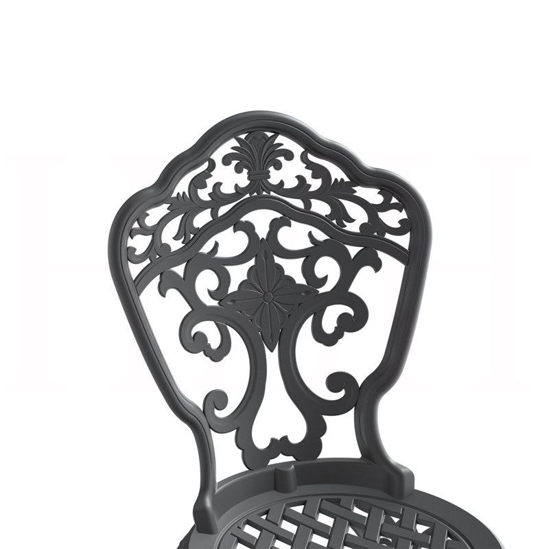 Ensemble de 3 pièces de mobilier de salle à manger en aluminium coulé avec cadre noir