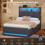 Annalysse 90x190 cm Single Bed with Lift-up Storage, Adjustable LED lights, Charging station, Open shelving-1564490849-1564490854