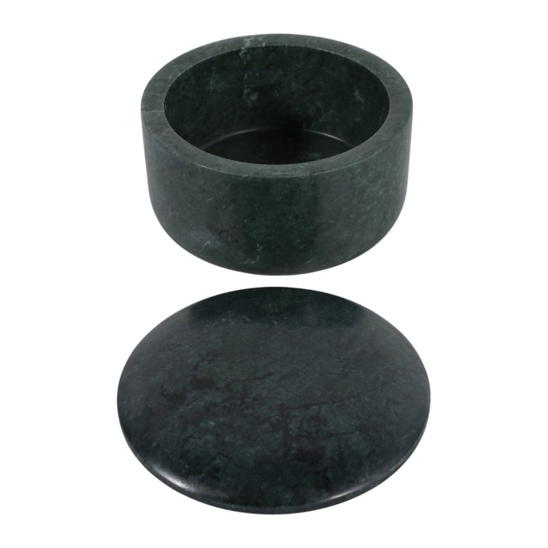 Boîte de rangement ronde moderne en marbre avec couvercle, idéale pour la décoration de votre coiffeuse ou de votre bureau - 12,7 cm (5 pouces), verte