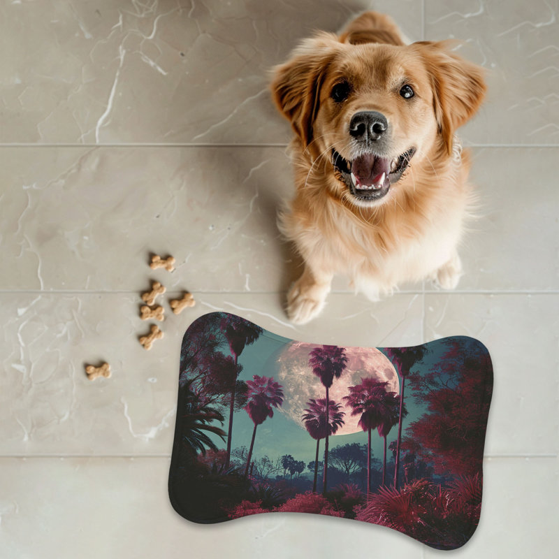 Nostalgic Palm Trees - Tapis d'alimentation en os 1 pièce, 14"