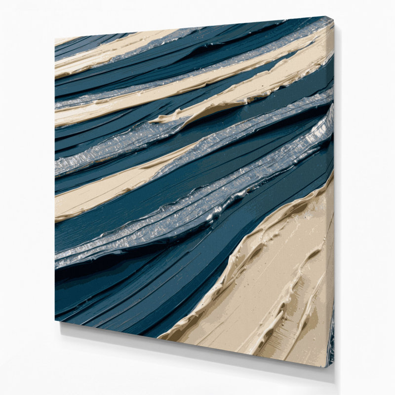Art mural horizontal sur toile à rayures horizontales gris acier, H 32 po x l 32 po