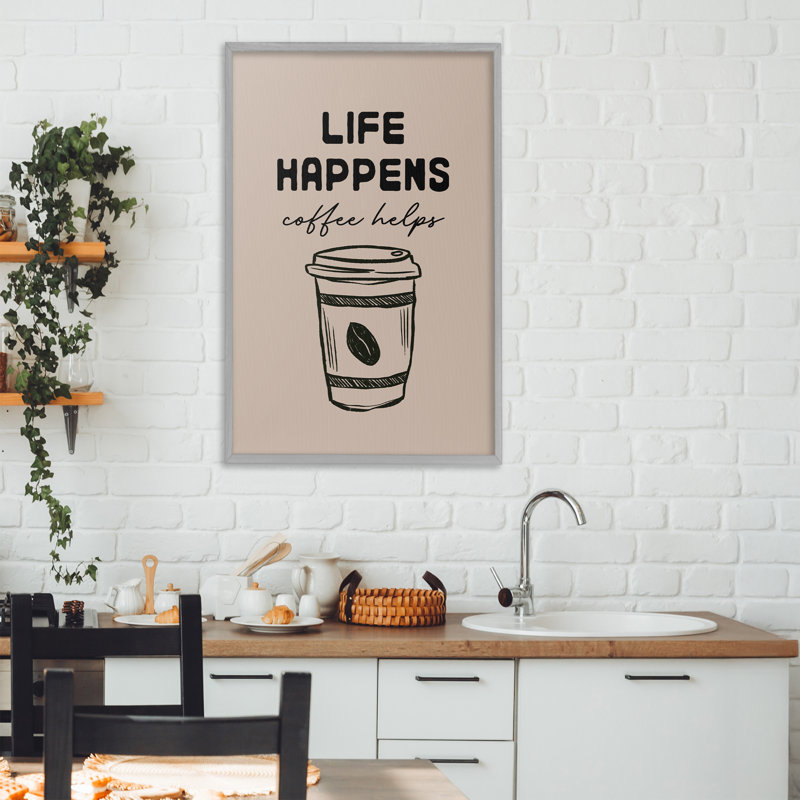 «Life Happens Coffee Helps», estampe numérique, conception de JJ Design House LLC, H 30 po x l 20 po