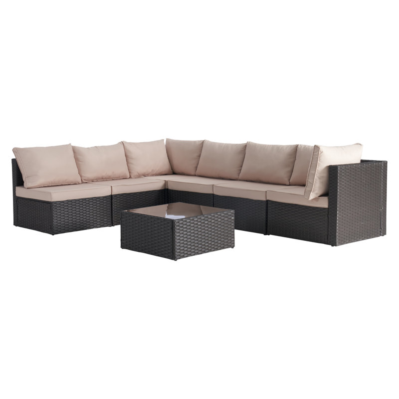 Ensemble de conversation pour 6 personnes, Brun, Gris