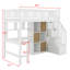 Lit mezzanine en bois avec bureau intégré, DEL, tablettes de rangement, armoires et escalier-539633113