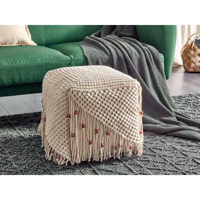 Chequita 40cm Wide Square Solid Colour Pouffe Ottoman