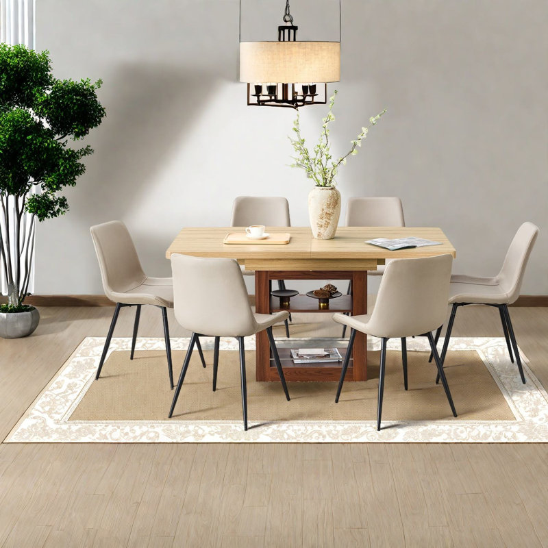 Ensembles de table de salle à manger extensible avec rangement, bois MDF durable, style moderne pour la cuisine
