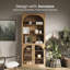 Ensemble de 2 grandes bibliothèques modernes en bois à 6 niveaux de 72 po, brun clair-120112846