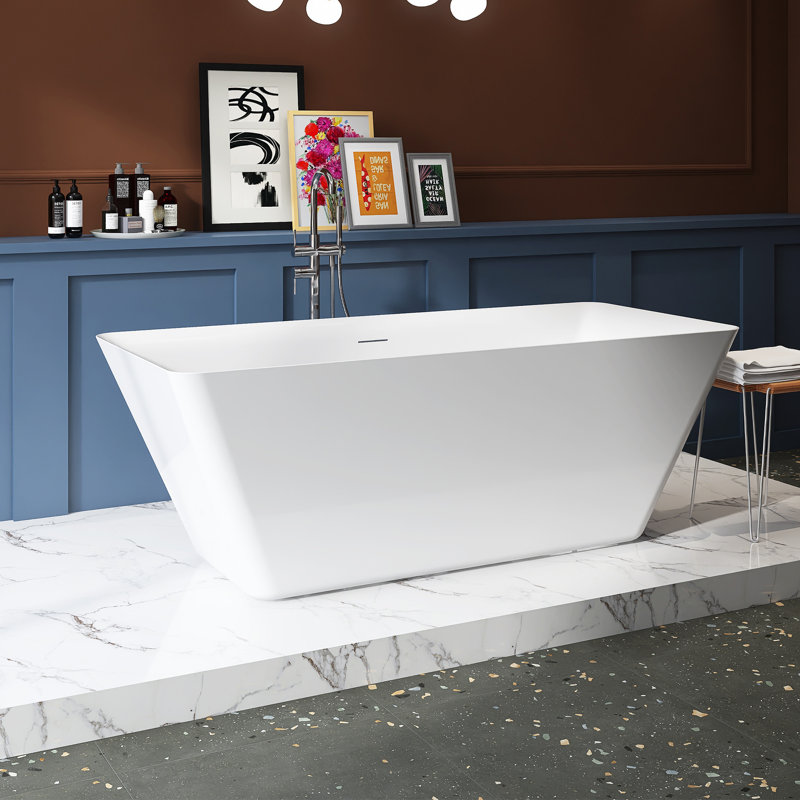 66" Freestanding Soaking Acrylic Bathtub