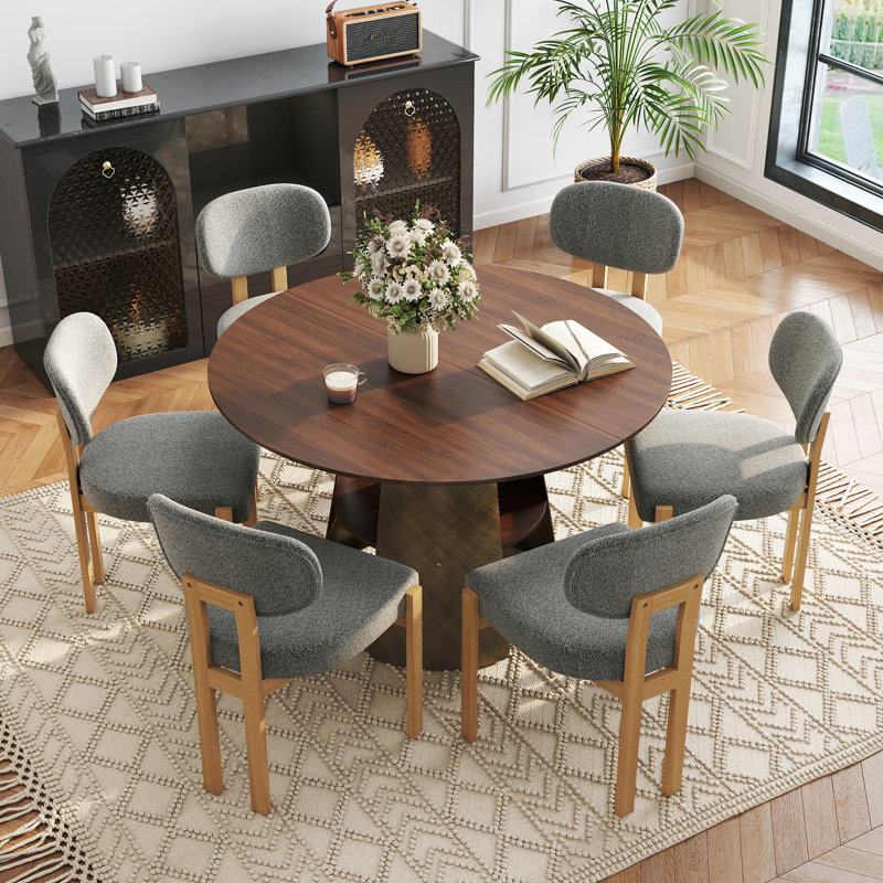 Ensemble de table de salle à manger Modern, 7 pièces : table, 6 chaises, Gris