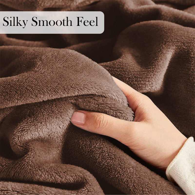 Faux Fur Reversible Fleece Throw Blanket – Soft & Cozy, Camel, Double (4'6)