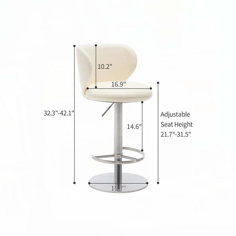 Tabouret de bar pivotant à 360 °, Blanc