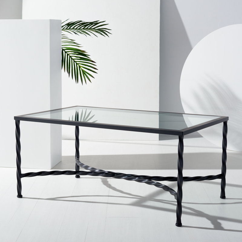 Keely Glass Top Coffee Table, Black