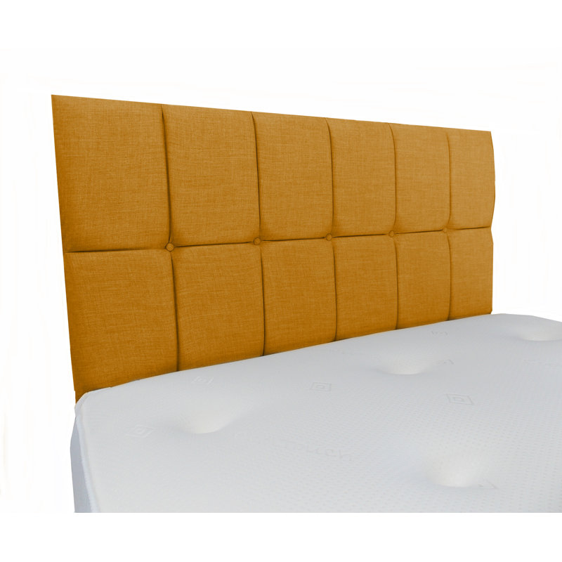 Fariz Upholstered Headboard, Small Single (2'6), Plush Velvet, Mustard